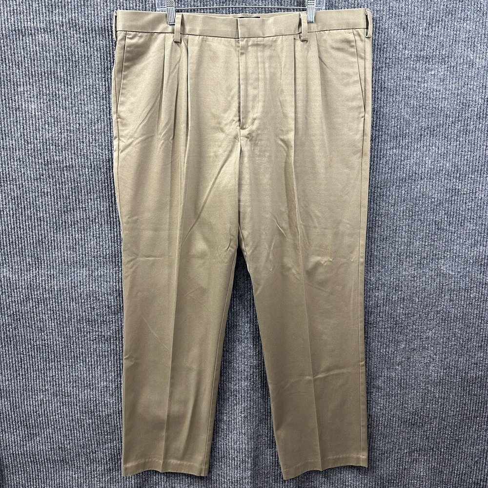 Dockers D3 Classic Fit Mens Dress Pants 42x32 Beige Cotton Pleated High‎ Rise